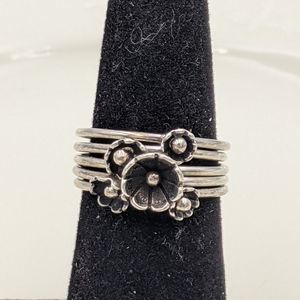 Sterling Silver 925 Banded Daisy Flower Ring